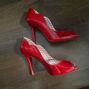 Christian Louboutin Chick up 100mm red patent pumps